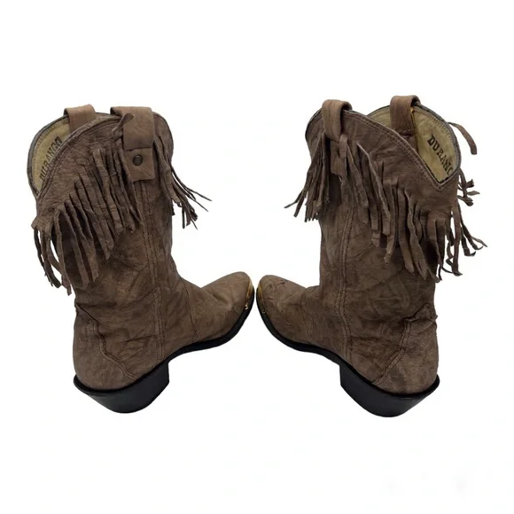 Women's Durango Western Boots Size 5 1/2 Tassels Brown Metal Tip - Picture 13 of 13